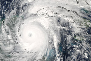 Aqua captured this image of Hurricane Wilma on October 20, 2005.