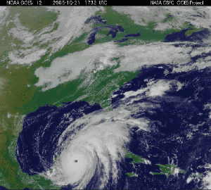 Still from GOES movie showing the latest on Hurricane Wilma from October 22, 2005.