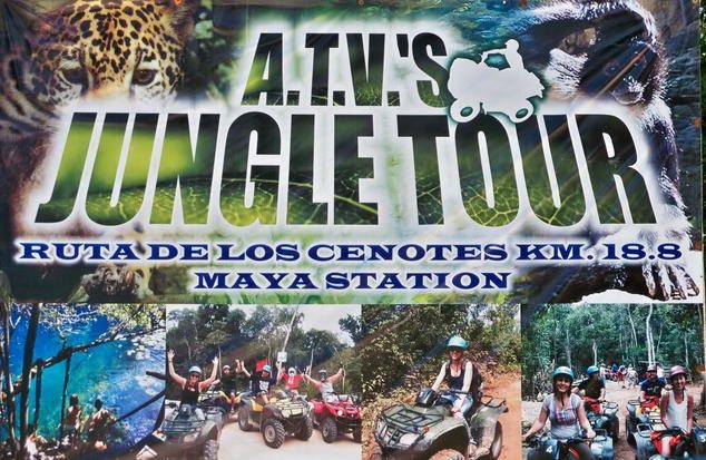 ATV KinHa 4x4 jungle tour Adventure Mayan town Cenote swim Puerto Morelos