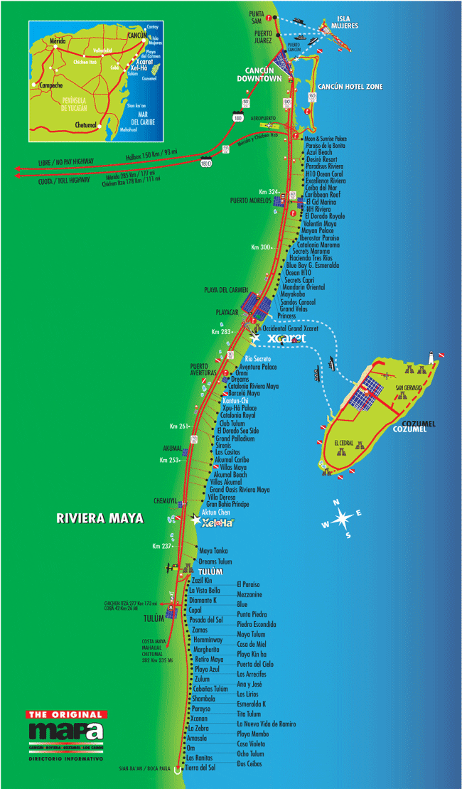 Map Of Cancun And Riviera Maya | Map England Counties and Towns