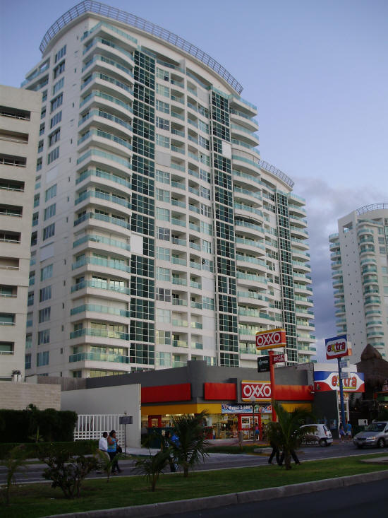 View of Porto Fino Building at Cancun Hotel Zone